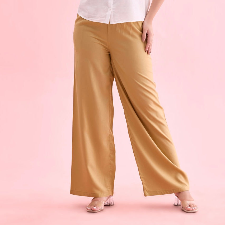 Plain golden rayon/viscose palazzo