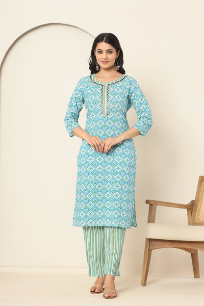 Privie Pure Cotton Kurti, pant & Dupatta set ( Style no-1106)