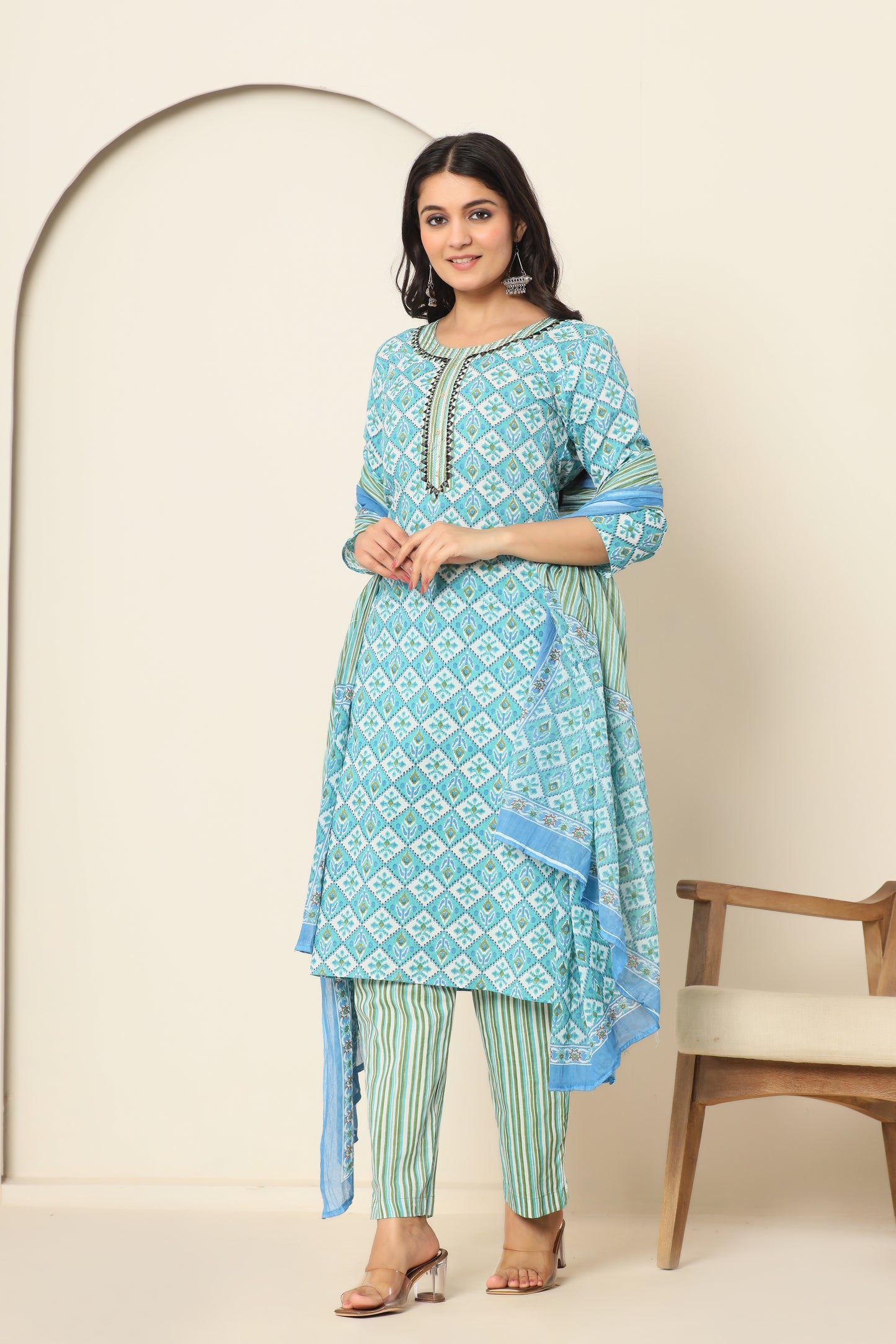 Privie Pure Cotton Kurti, pant & Dupatta set ( Style no-1106)