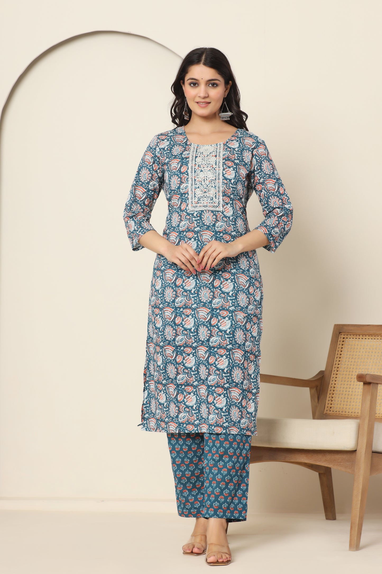 Privie Pure Cotton Kurti, pant & Dupatta set ( Style no-1104)