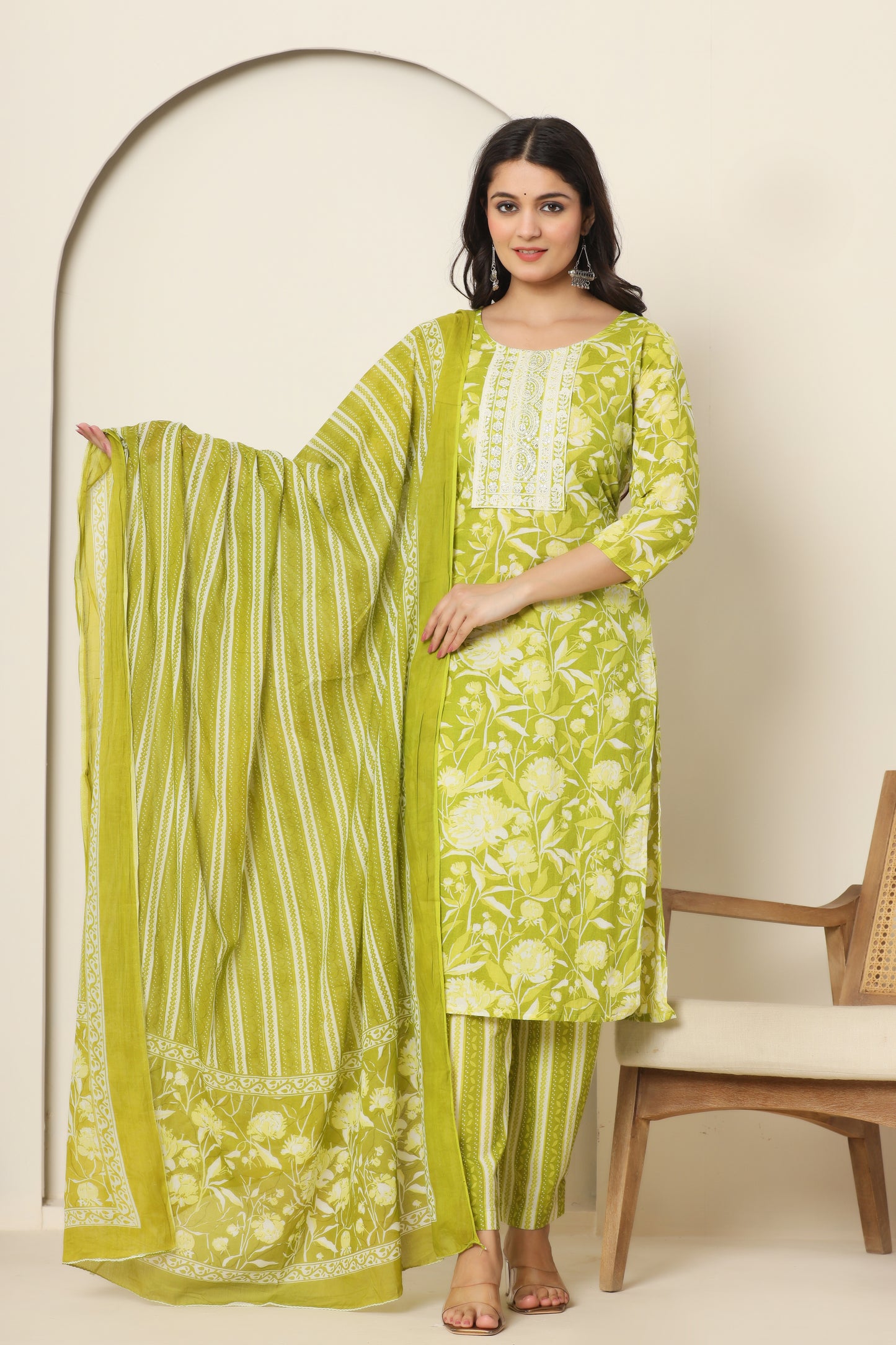 Privie Pure Cotton Kurti, pant & Dupatta set ( Style no-1102)