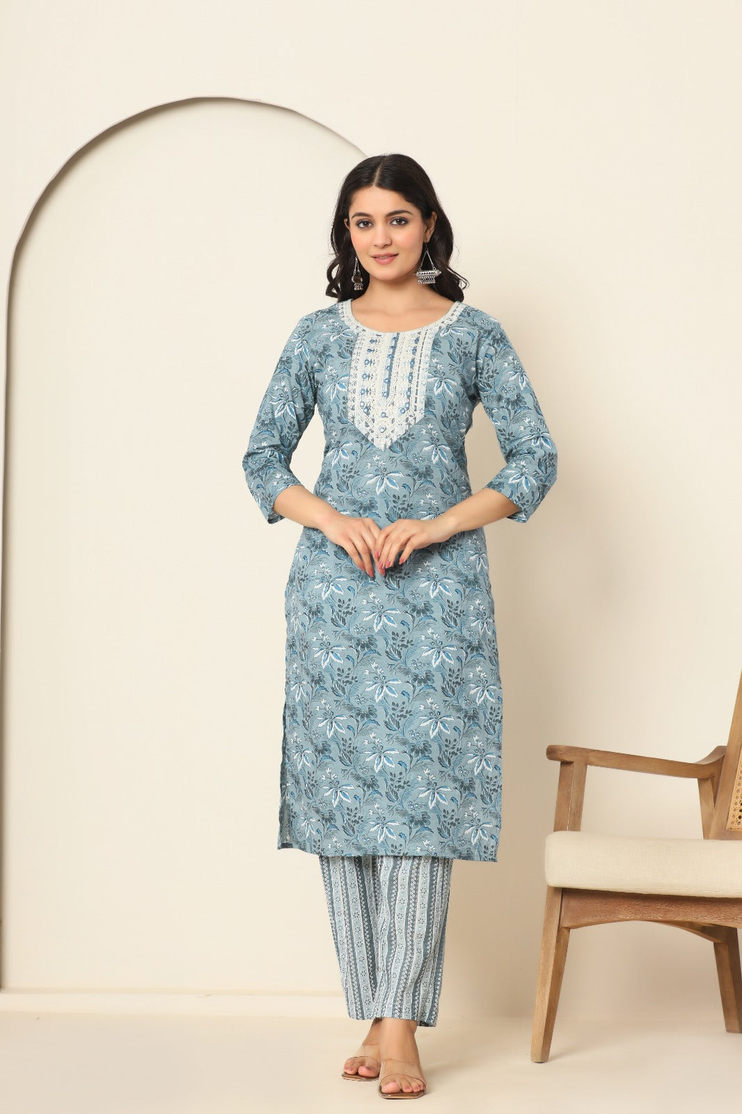 Privie Pure Cotton Kurti, pant & Dupatta set ( Style no-1107)