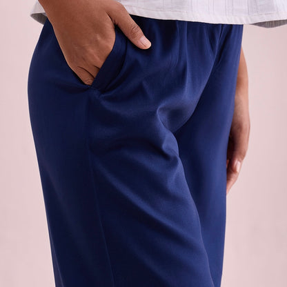 Plain Navy rayon/viscose palazzo