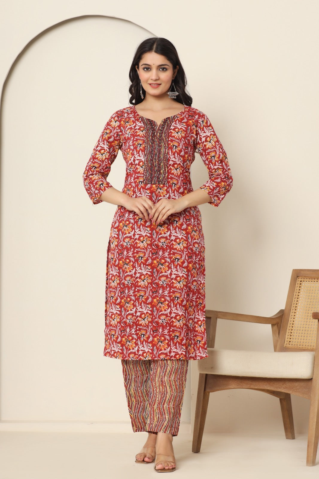 Privie Pure Cotton Kurti, pant & Dupatta set ( Style no-1108)