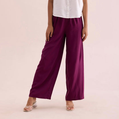 Plain French Wine rayon/viscose palazzo