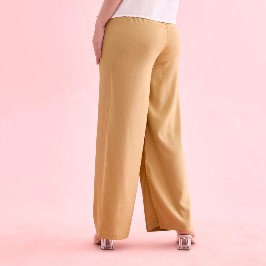 Plain golden rayon/viscose palazzo