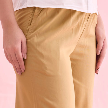 Plain golden rayon/viscose palazzo