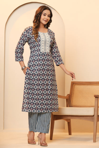 Privie Pure Cotton Kurti, pant & Dupatta set ( Style no-1124 )