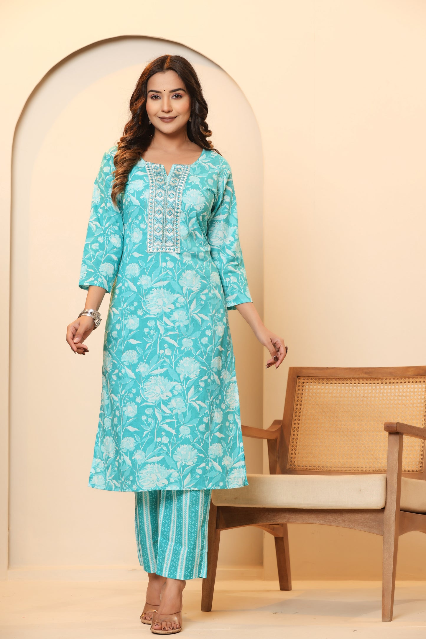 Privie Pure Cotton Kurti, pant & Dupatta set ( Style no-1122 )