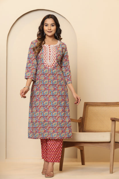 Privie Pure Cotton Kurti, pant & Dupatta set ( Style no-1118 )