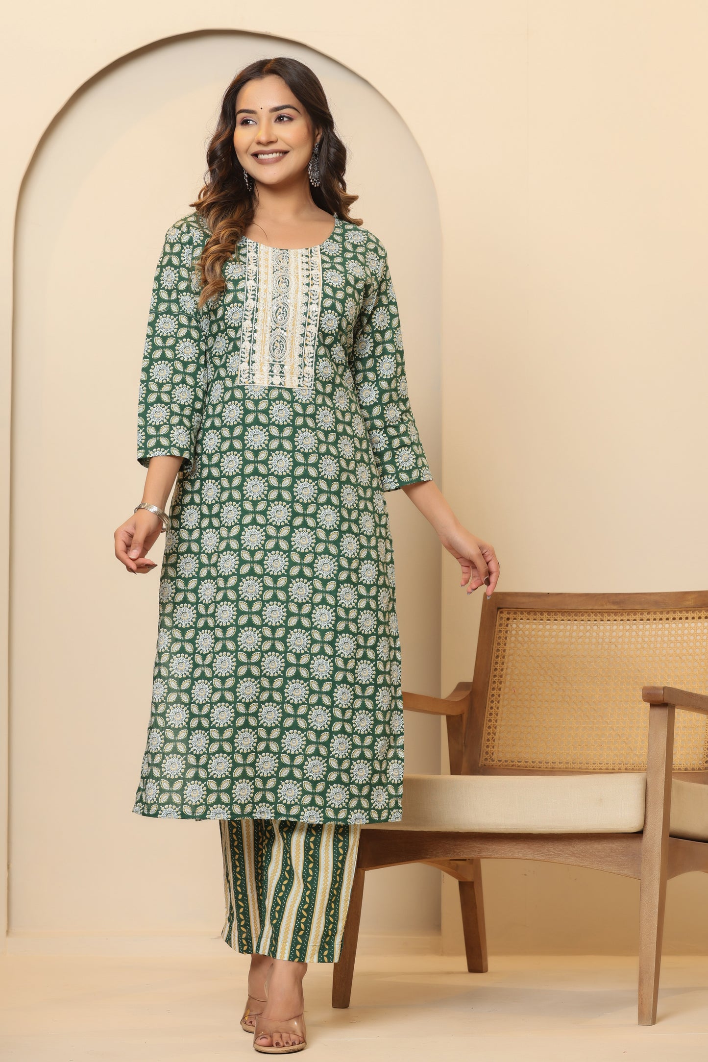 Privie Pure Cotton Kurti, pant & Dupatta set ( Style no-1123 )