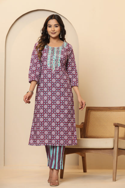 Privie Pure Cotton Kurti, pant & Dupatta set ( Style no-1120 )