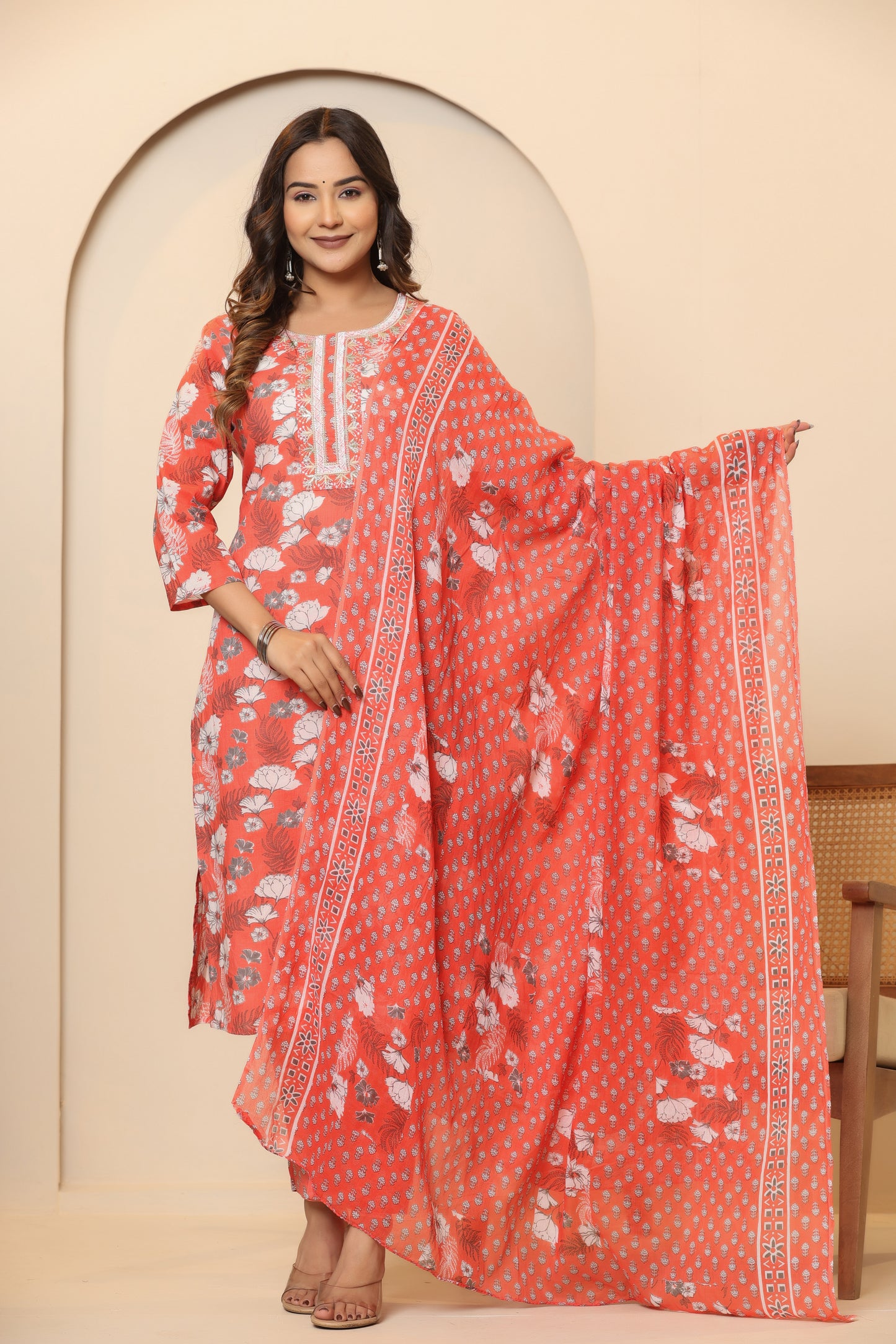 Privie Pure Cotton Kurti, pant & Dupatta set ( Style no-1117 )