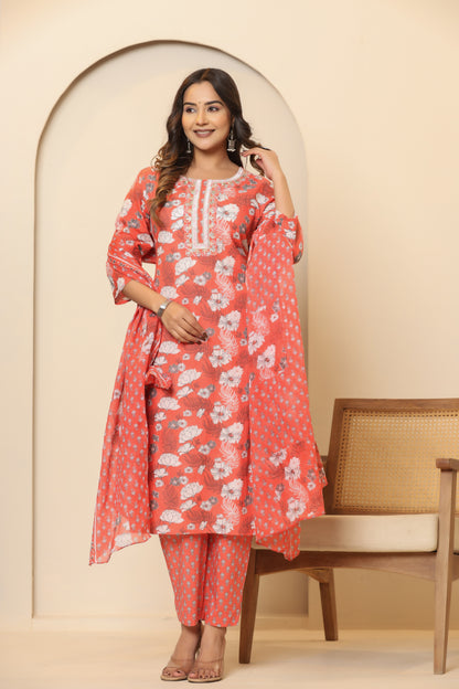 Privie Pure Cotton Kurti, pant & Dupatta set ( Style no-1117 )