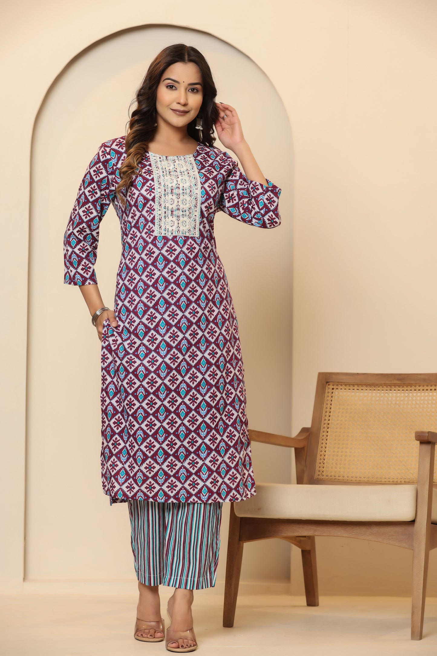 Privie Pure Cotton Kurti, pant & Dupatta set ( Style no-1109)