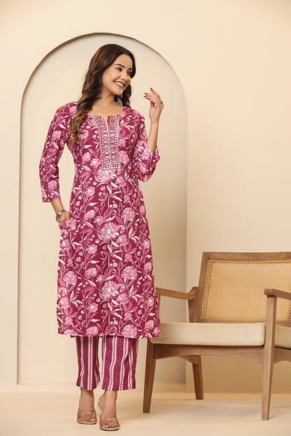 Privie Pure Cotton Kurti, pant & Dupatta set ( Style no-1112 )