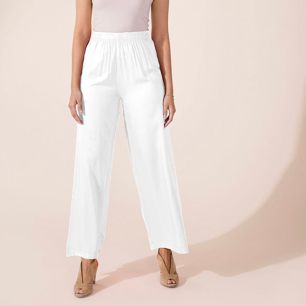 Plain White rayon/viscose palazzo