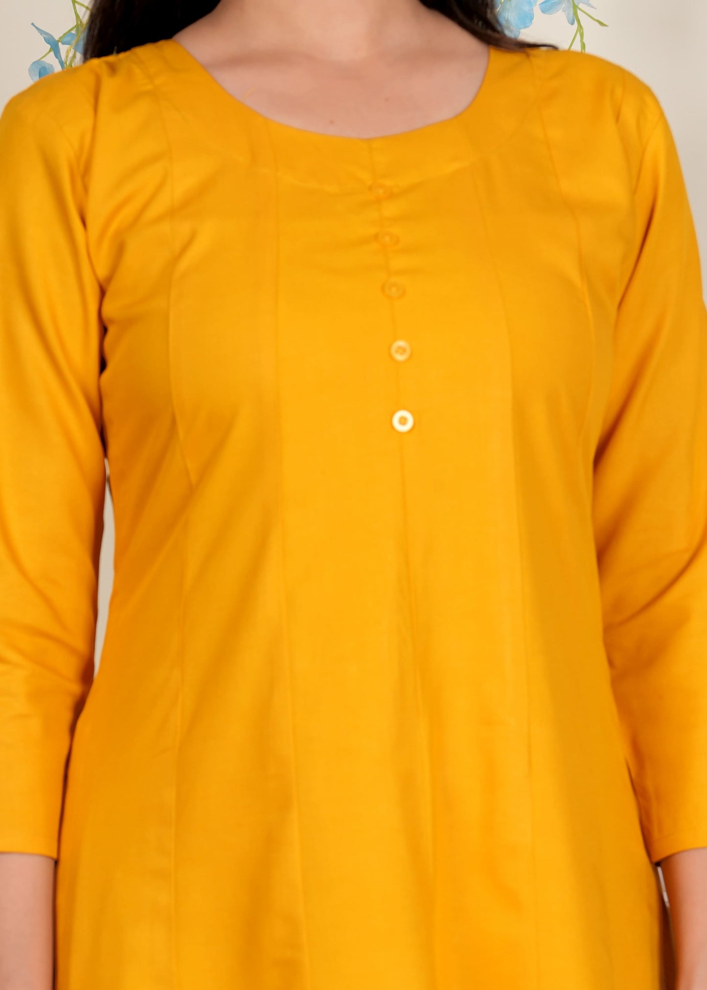 Plain Rayon 22Kg Anarkali Kurti - Mustard color