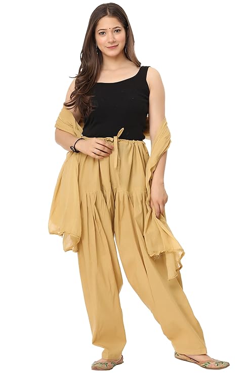 Plain Patiala Semi With Dupatta-Color-Butternut (#1163)