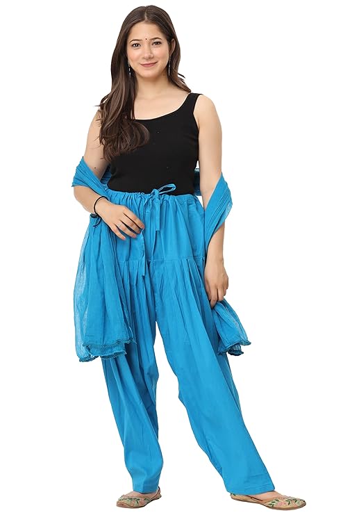 Plain Patiala Semi With Dupatta-Color-Marine blue (#1138)