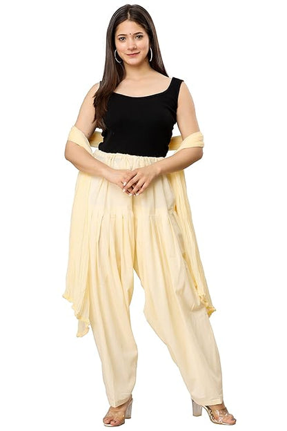 Plain Patiala Semi With Dupatta-Color-Cream (#1148)