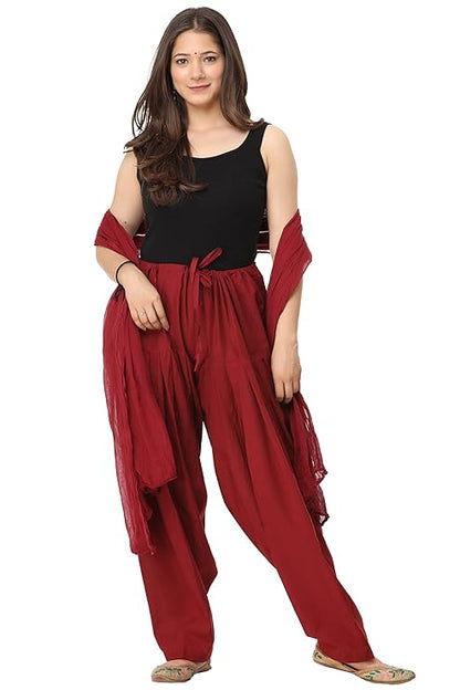 Plain Patiala Semi With Dupatta-Color-Apple red (#1109)