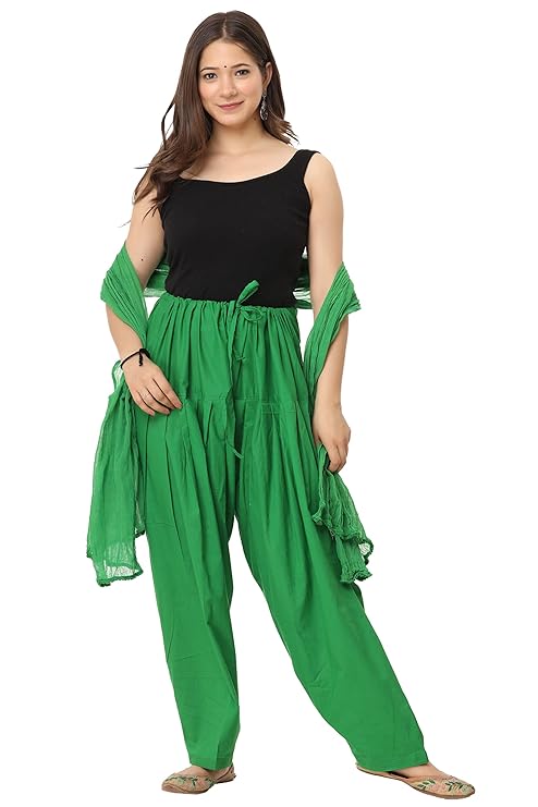 Plain Patiala Semi With Dupatta-Color-Pakistani green (#1134)