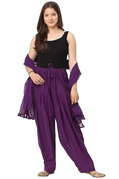 Plain Patiala Semi With Dupatta-Color-Plum (#1114)