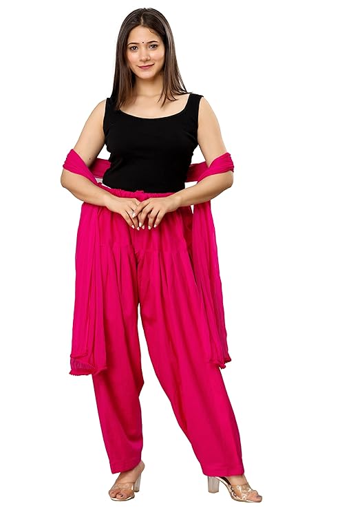 Plain Patiala Semi With Dupatta-Color-Strawberry (#1101)