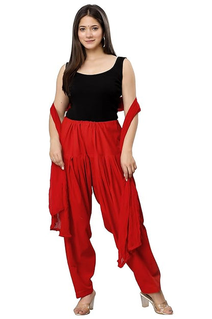 Plain Patiala Semi With Dupatta-Color-Red (#1108)